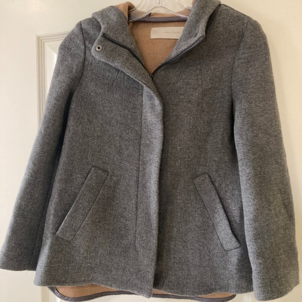 Zara Basic Hooded Wool Coat - image 1